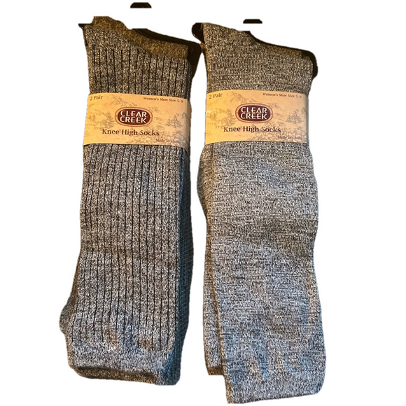Clear Creek Woman’s Knee High Socks 4 Pairs Shoe Size 5 to 9 - Picture 1 of 4